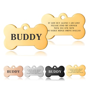 Premium Engraved Personalised Pet Dog Cat Puppy Name ID Tag Pet Tag Cat Tag Custom Puppy Name ID Bone Round Tag Collar image 3