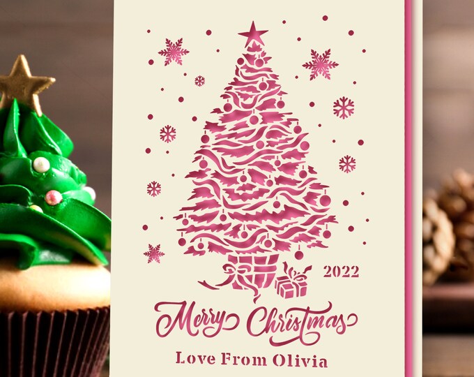 Personalised Children's Christmas Card – Santa & Reindeer – Son, Daughter, Grandchild – UK Made