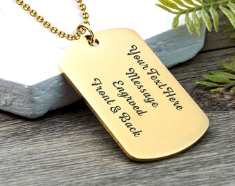 Personalised Dog Tags for Men Dog Tags Necklace Engraving Mens Necklace  with Chain Army Tags Identity Necklaces Gift for Him Boys Girls Her