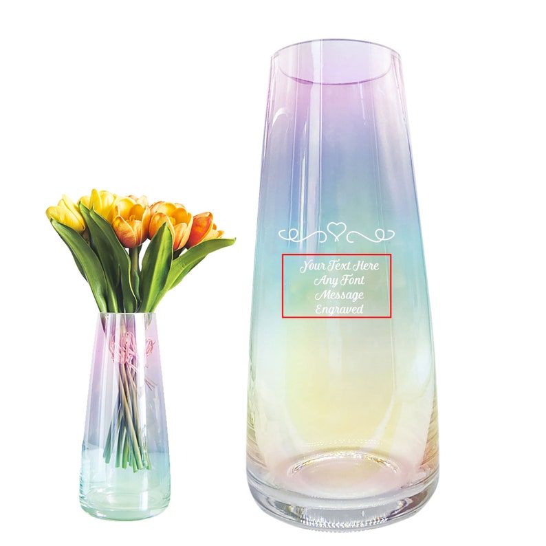 Personalised Flower Vase Engraved Vase for Flowers Custom Happy Mothers Day Glass Vase Gift with Any Text & Name for Mum Grandma image 2