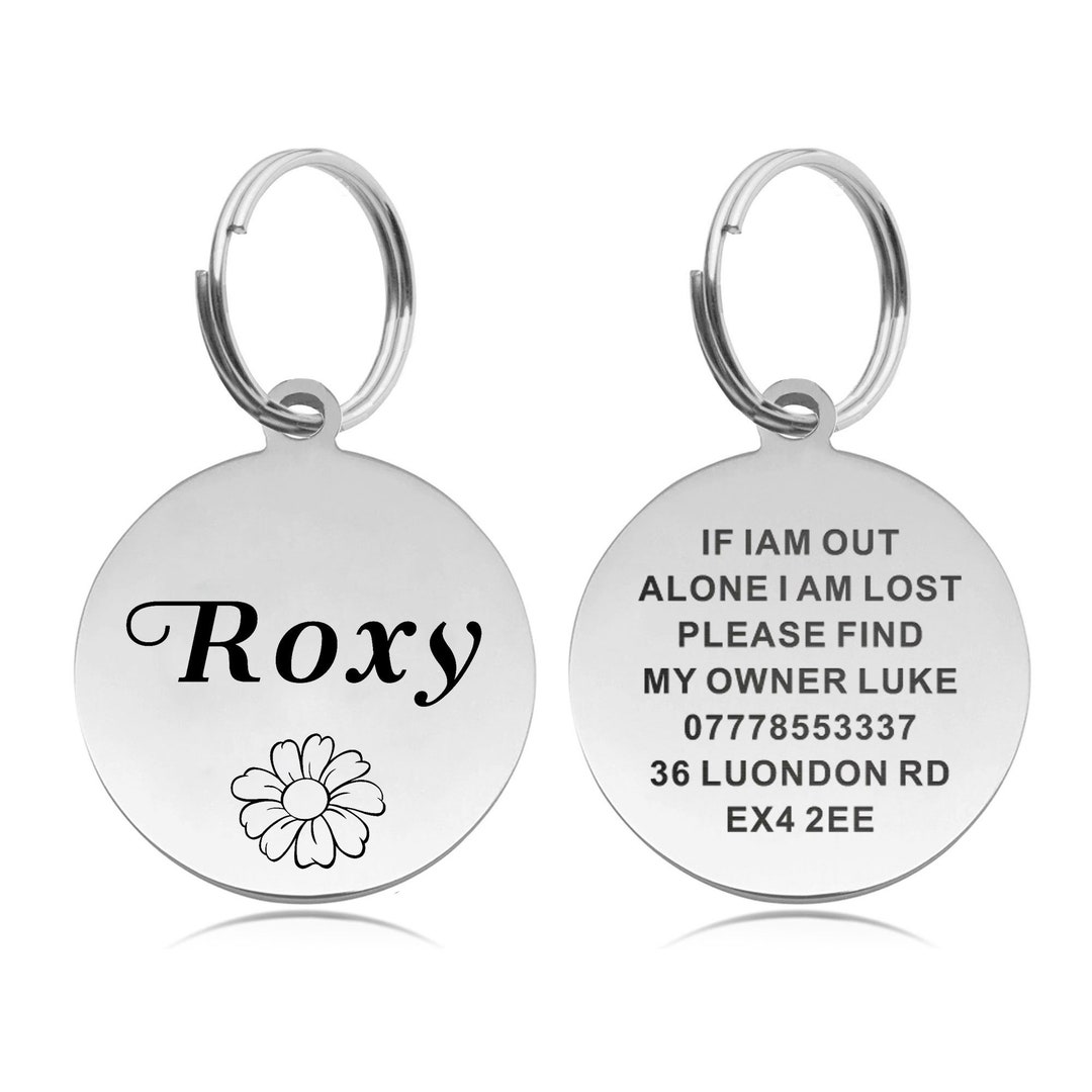 Personalised Dog Name Tag Custom Dog ID Tag Dog Tags for Pets Engraved UK Stainless Steel ID Tag