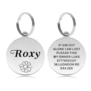 Personalised Dog Name Tag Custom Dog ID Tag Dog Tags for Pets Engraved UK Stainless Steel ID Tag for Cat Pet Dog Puppy
