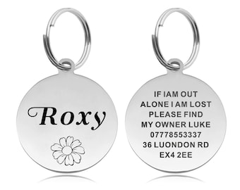 Personalised Dog Name Tag Custom Dog ID Tag Dog Tags for Pets Engraved UK Stainless Steel ID Tag for Cat Pet Dog Puppy
