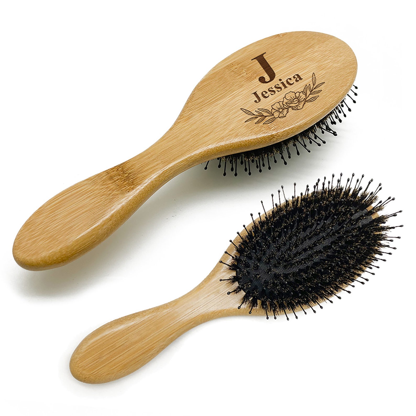 Personalised Hair Brush Engraved Bamboo Nylon & Boar Bristle Etsy