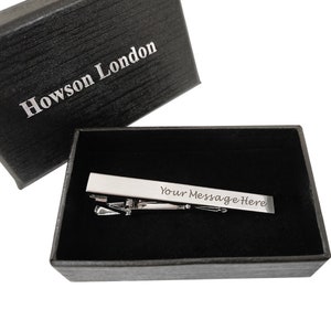 Personalised Tie Clip Pin Engraved Any Text Wedding Gift for Best Man, Groomsman, Usher, Birthday Gift, with Gift Box image 3