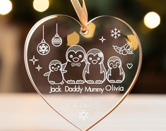 Personalised Christmas Ornaments Acrylic ChristmasTree Bauble Engraved Xmas Gift For Family For Couple Xmas Family Tree Decoration 2024