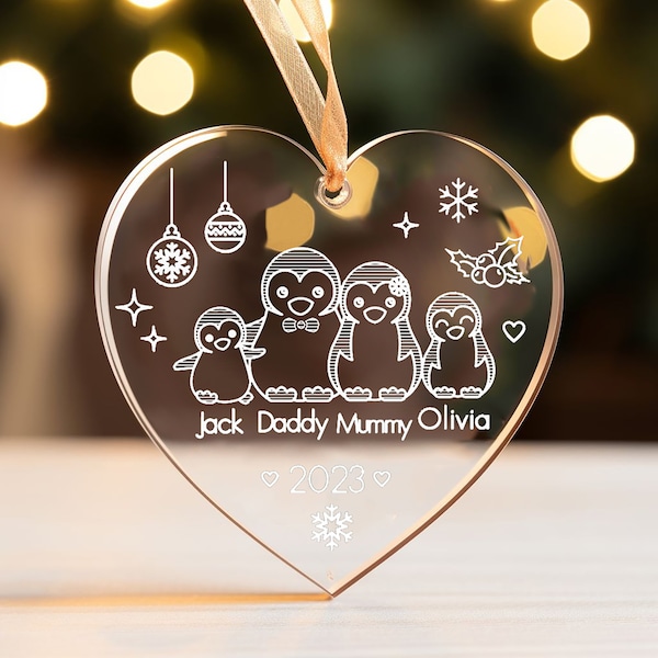 Personalised Christmas Ornaments Acrylic ChristmasTree Bauble Engraved Xmas Gift For Family For Couple Xmas Family Tree Decoration 2024