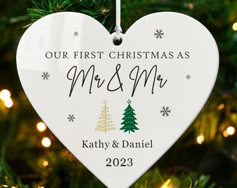 Personalised Christmas Ornaments Our First Christmas Married as Mr and Mrs Baubles Personalised Married Acrylic Bauble for 1st Christmas