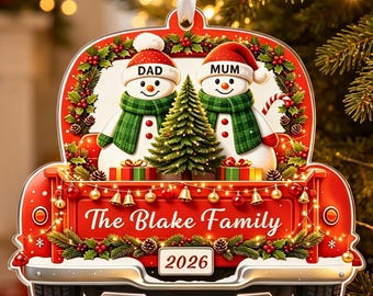 Personalised Christmas Baubles Ornaments, Custom Snowman Christmas Tree Decorations, Family of 2/3/4/5/6 Xmas Tree Pendant