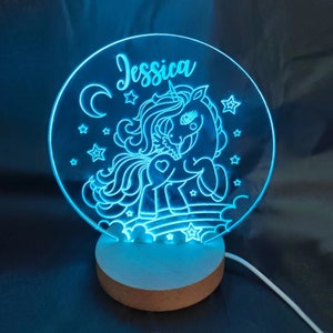 Personalised Unicorn Gifts for Girls LED Desk Table Lamp Night Light Custom Gifts for Birthday Children's day 7 LED Colours Flashing