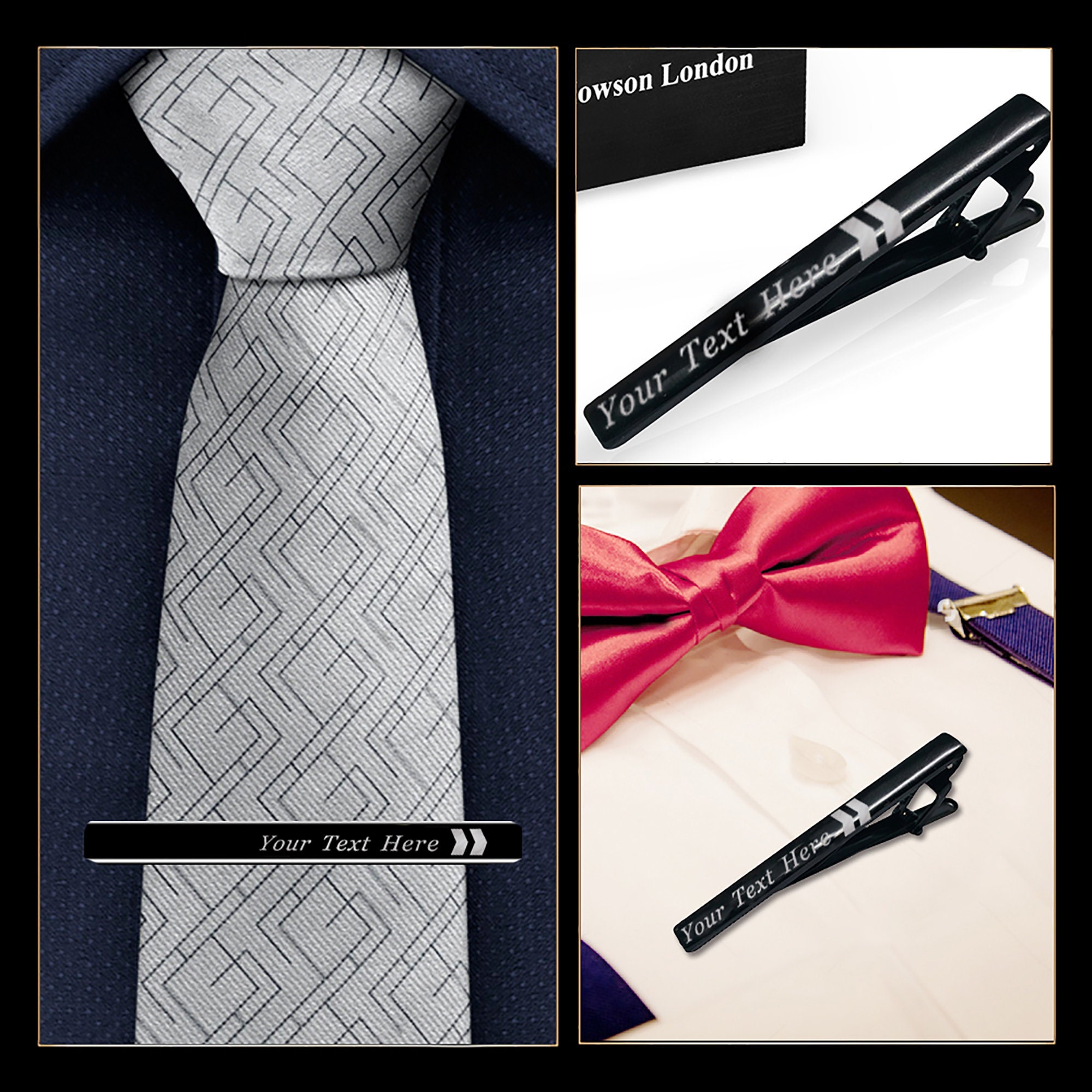 Personalised Tie Clips Pin for Men Engraved Exquisite Etsy UK