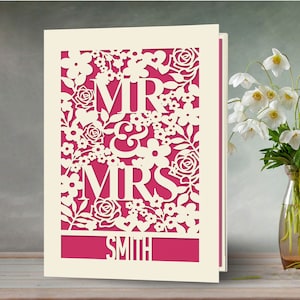 Wedding Card Personalised Wedding Card Custom Mr Mrs Card Wedding Greeting Card Laser Cut Congratulations Cards for New Couples