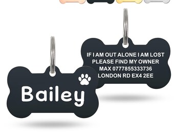 Deep Engraved Dog Tags for Pets UK Prime, Personalised Cat Dog Name ID Tags, Stainless Steel Pet Tag for Doggy Puppy, Scratch Resistant Tag