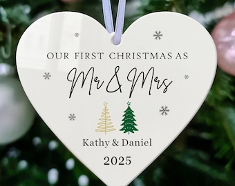 Personalised Christmas Ornaments Our First Christmas Married as Mr and Mrs Baubles Personalised Married Acrylic Bauble for 1st Christmas