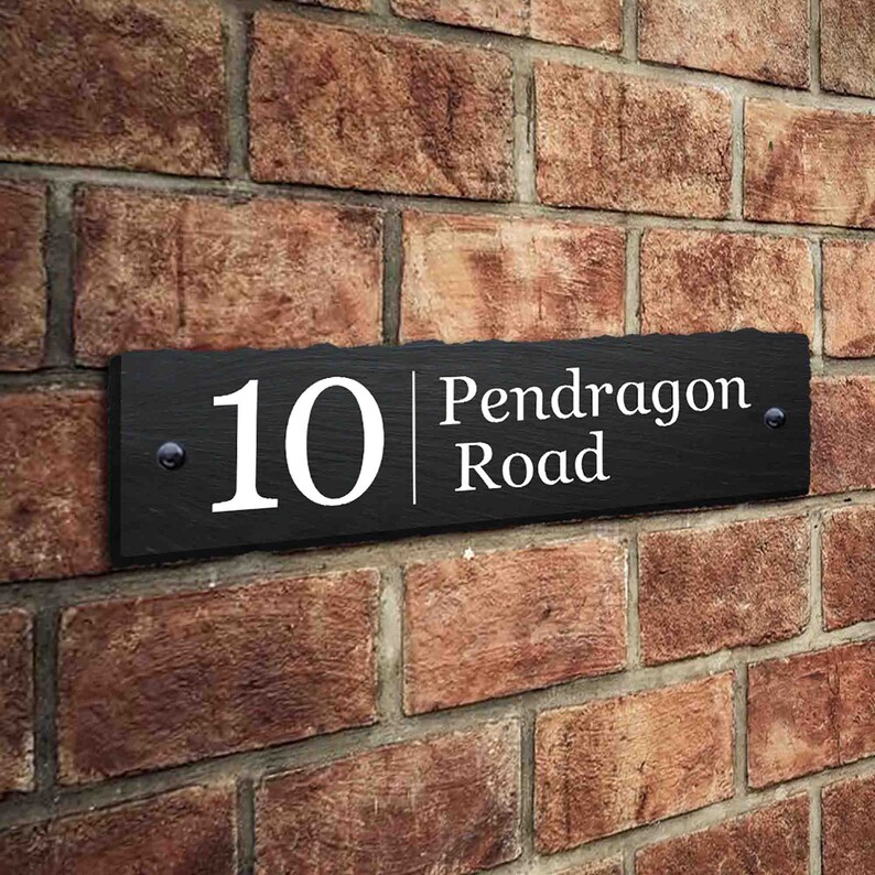 Personalised Natural Slate House Gate Sign Plaque Door Number Etsy