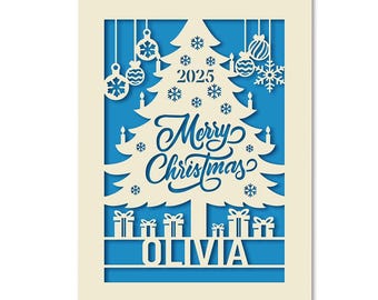 Personalised Christmas Card for Kids Son Daughter Granddaughter Grandson 2025 Merry Xmas Cards Santa Gift for Brother Sister Girl Boy