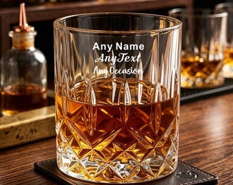Engraved Whiskey Tumbler Glass, Personalized Gift for Men