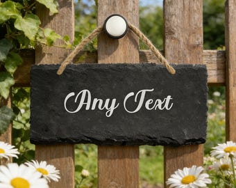 Personalised Garden Sign, Engraved Slate Garden Signs and Plaques for Outside, Custom House Signs Hanging Garden Ornaments Outdoor