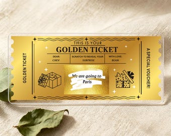 Personalised Holiday Scratch Card Reveal, Acrylic Boarding Pass Scratch Card, Surprise Scratch Off Stickers Gifts for Girlfriend Boyfriend