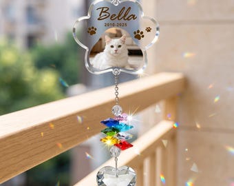 Personalised Rainbow Bridge Pet Loss Gifts, Pet Memorial Suncatcher Gifts, Crystal Suncatcher Rainbow Bridge,  Memorial Bereavement Gifts
