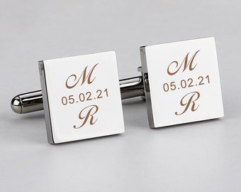 Personalised Engraved Cufflinks Ideal 2PCS with Box Anniversary Birthday Engagement Wedding Gift for Father Best Man Groom Groomsman