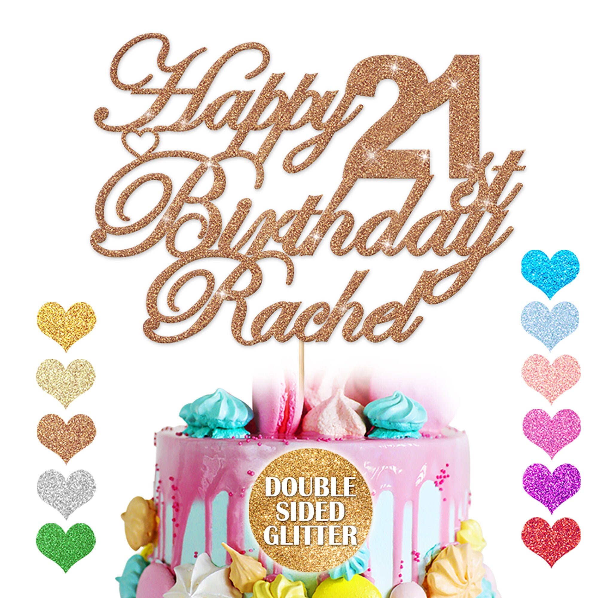 Personalised Glitter Birthday 21st Cake Topper Any Name Colour Age Double Sided Personalised Glitter Birthday 21st Cake Topper Any Name Colour Age Double Sided