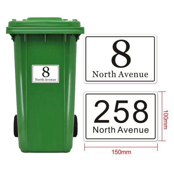 Personalised Bin Numbers for Wheelie Bins Set of 4 Wheelie Bin Numbers Stickers Wheelie Bin Stickers Custom Sticky Number