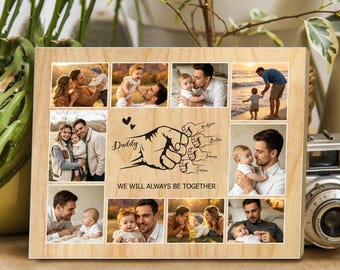 Personalised Fathers Day Dad Gifts, Custom Photo Frame Plaque with Any Text, Personalised Picture Frames Photo Gifts for Men, Dad, Grandad