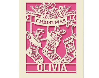 Personalised Christmas Cards Santa Gift for Girl Kids Grandson Custom Xmas Gifts for Bro Sister Merry Christmas Card from Mum Nanny Uncle