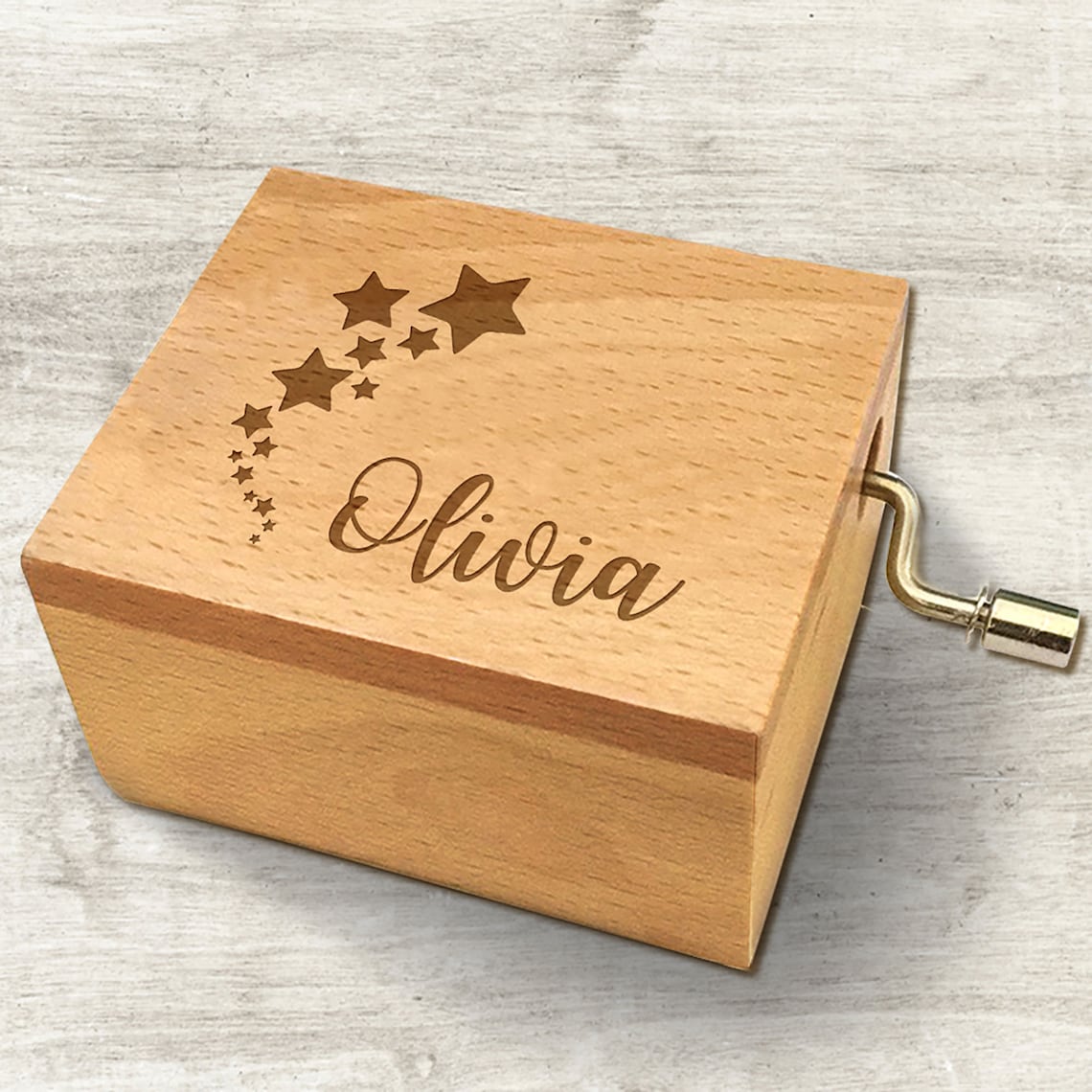 Personalised Wooden Music Box Engraved Gift for Baby Etsy