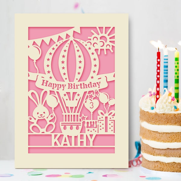 Personalised Birthday Card Laser Paper Cut Greeting Cards | Happy Birthday Age Card | Any Name Any Age 1st 16th 21st 30th 50th 70th 80th