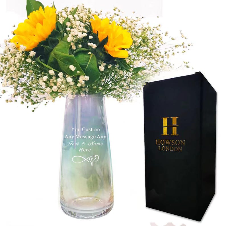 Personalised Vase for Flower Engraved Vase Flower Vase Glass Vase Gifts for Grandma Women Custom Flower Vases Gift for 60th 70th Birthday image 8