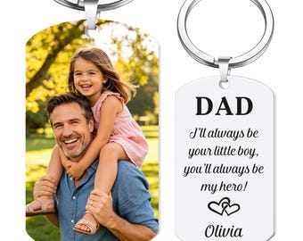 Personalised Photo Keyring, Fathers Day Dad Gifts Drive Safe Keychain, Custom Keyring Gifts for Daddy Dad Grandpa Papa from Daughter Son