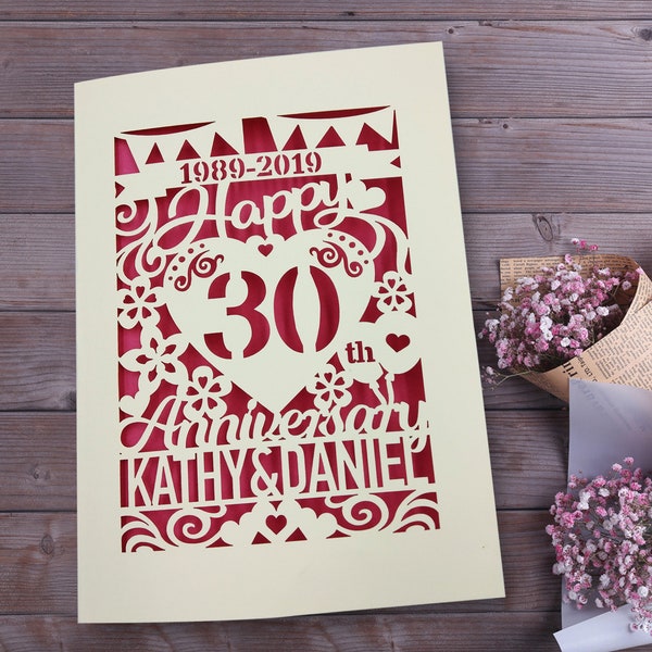 Happy Anniversary Card Personalised Greeting Card for Husband for Wife | Customized Wedding Anniversary Card Laser Paper Cut