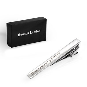 Personalised Tie Clip Pin Engraved Any Text Wedding Gift for Best Man, Groomsman, Usher, Birthday Gift, with Gift Box image 6