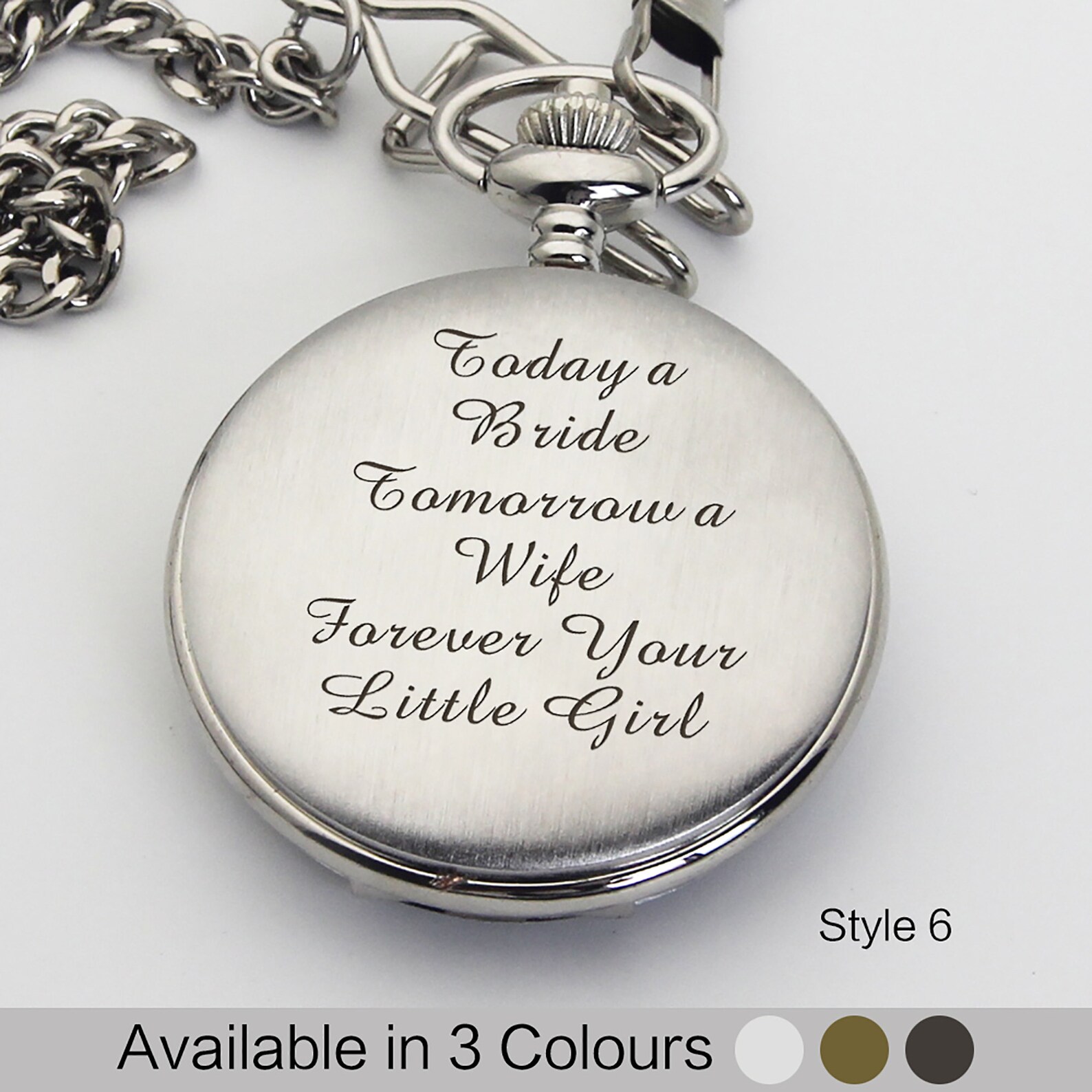 Personalised Engraved Pocket Watch – Silver Chrome, Quartz, Wedding Or Gift