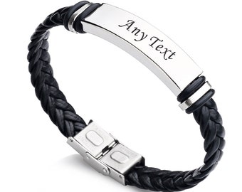 CHRISTMAS PERSONALISED MENS LEATHER WRAP BRACELET WITH ENGRAVED CHARM DADDY DAD CHRISTMAS PERSONALISED MENS LEATHER WRAP BRACELET WITH ENGRAVED CHARM DADDY DAD