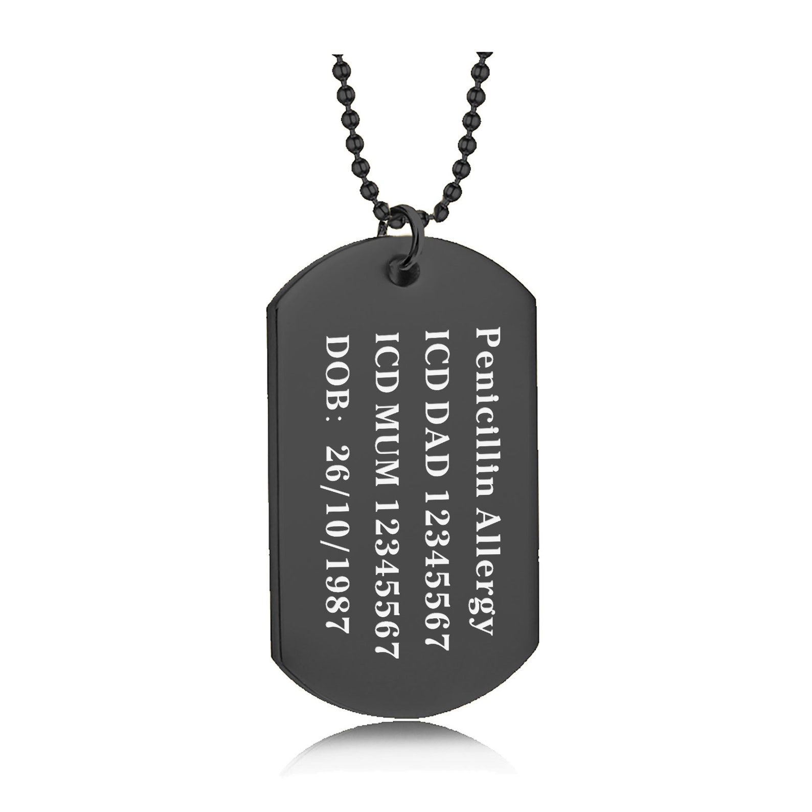 Personalised Medical Alert Tag Custom Necklace for Men Women Etsy UK