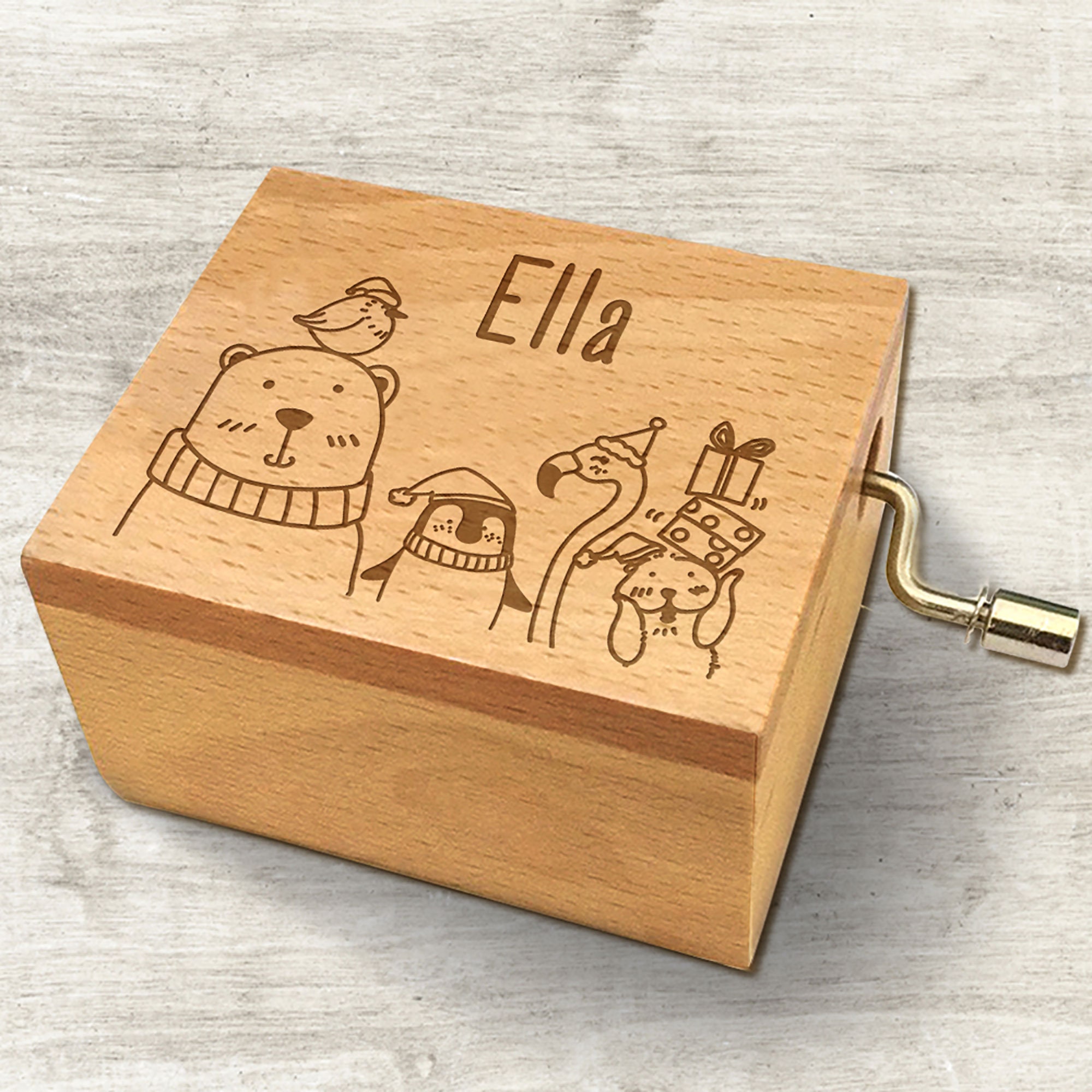 Personalised Wooden Music Box Engraved Gift for Baby Etsy