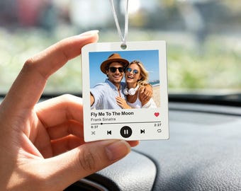 Personalised Music Photo Car Ornament, Acrylic Car Charm Hanging Ornament, Personalised Photo Gifts for Women