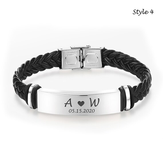 Personalised Men's Woven Leather Bracelet With Gold Clasp - alyssasgifts.co. uk