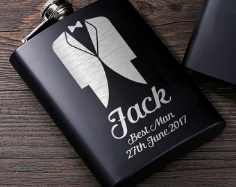 Personalised Hip Flasks 6oz Leak Proof Engraved Groomsman Best Man Gift Wedding Gifts  Father's gifts Christmas Gifts