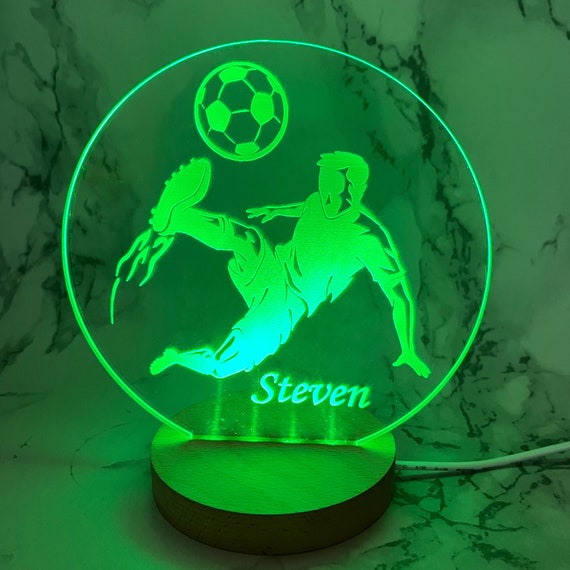 Regalos de fútbol personalizados para niños Lámpara de mesa de escritorio  LED Luz nocturna Regalos personalizados para cumpleaños Día del niño 7  colores LED intermitentes -  México