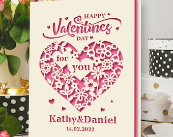 Personalised Valentines Day Card for Girlfriend Personalised Gifts for Her Him Custom Gift with Any Name Laser Papercut with Envelope