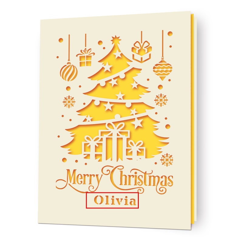 Christmas Cards Personalised Merry Christmas Card Gifts Xmas Gifts Greeting Cards Custom Laser Paper Cut Card with Any Name for Friends image 2