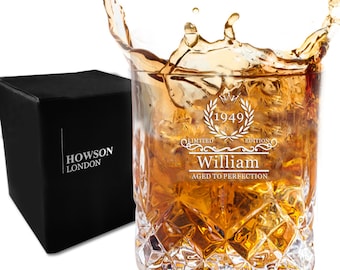 Personalised Engraved Whiskey Tumbler Glass 7oz Fathers Day Gifts for Dad Grandpa Daddy Uncle Husband Whiskey Glass Custom Gift for Men