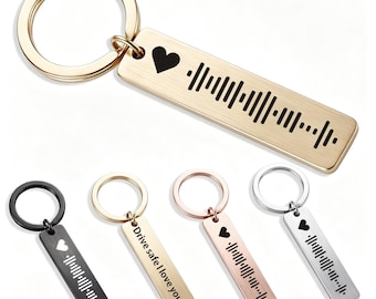 Personalised Spotify Code Keyring, Custom Drive Safe Key Ring I Love You Gifts for Him, Double Sided Engraved Car Key Chain Keyring Gifts