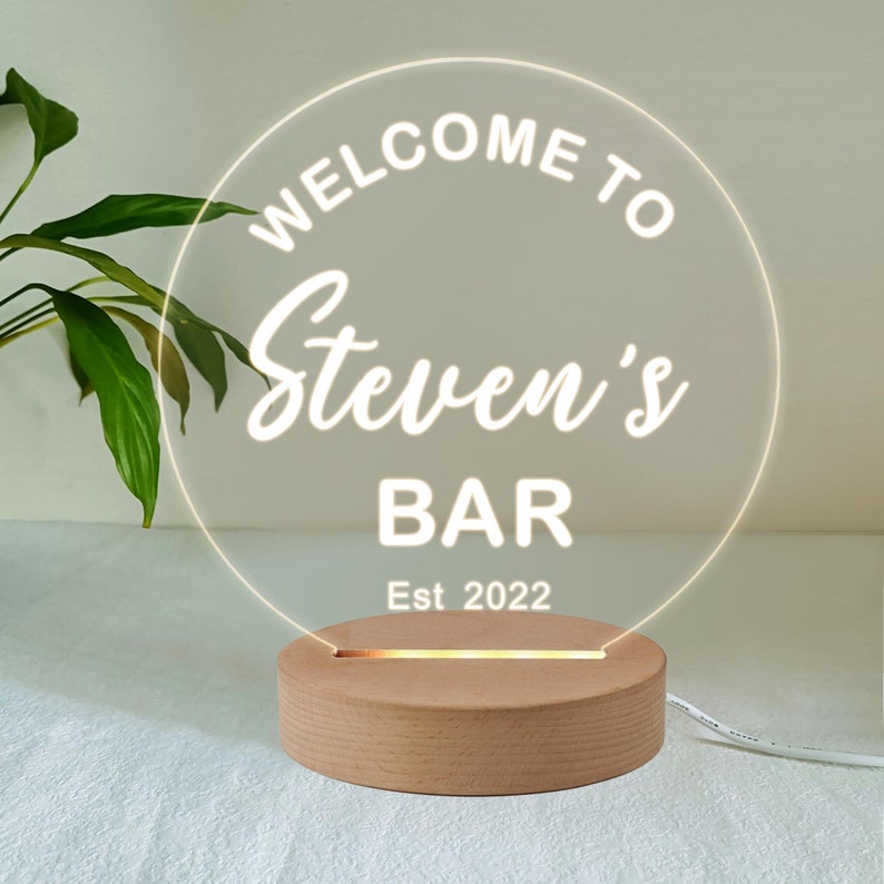 Personalised Home Bar LED Desk Table Lamp Night Light Custom Etsy