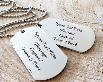 Stainless Steel US Army Dog Tag ID Set Personalised Embossed