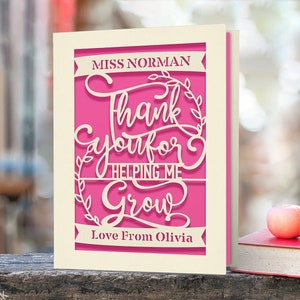 Personalised Thank You Card Laser Paper Cut Thank You Teacher Card Thank You Gift for Teacher Teaching Assistant Nursery Teacher Graduation